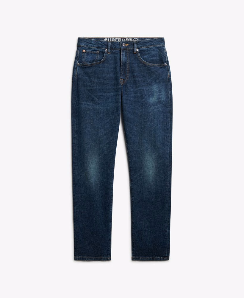 Calça jeans reta slim vintage de algodão orgânico