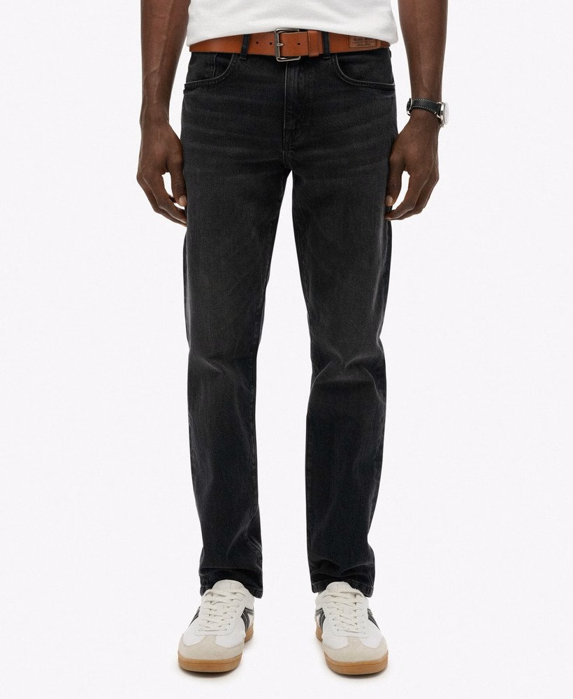 Calça jeans reta slim vintage de algodão orgânico