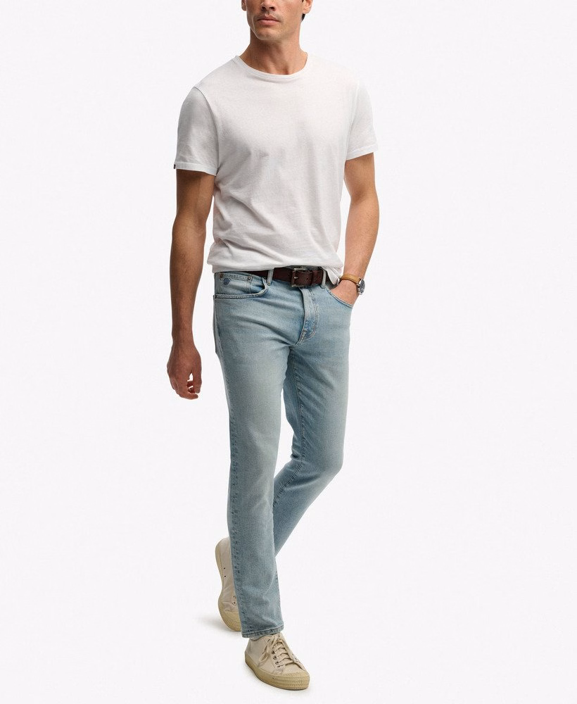 Calça jeans reta slim vintage de algodão orgânico