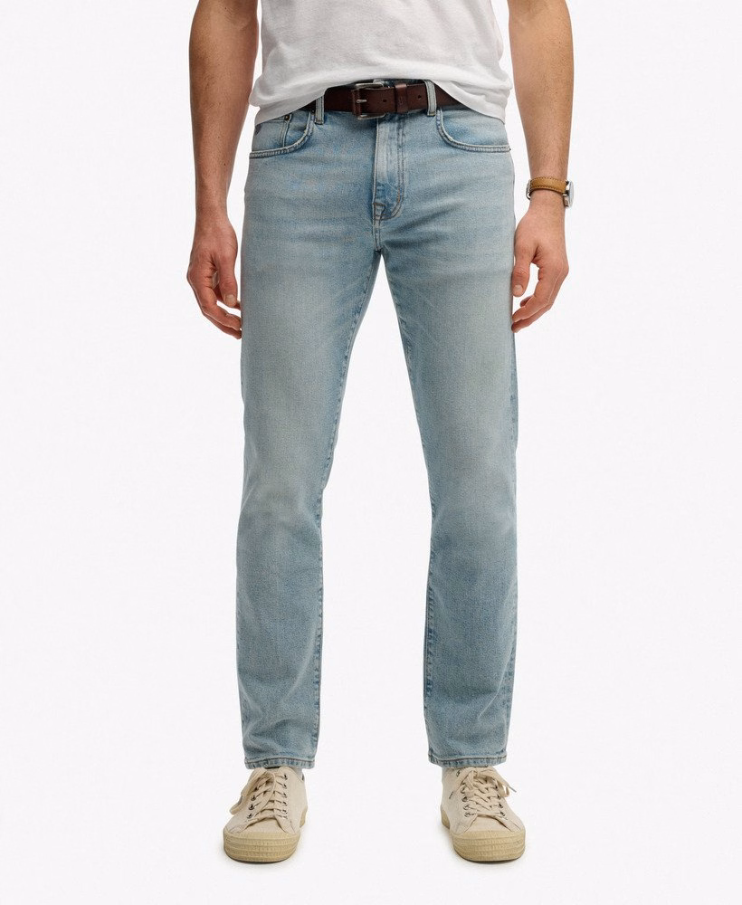 Calça jeans reta slim vintage de algodão orgânico