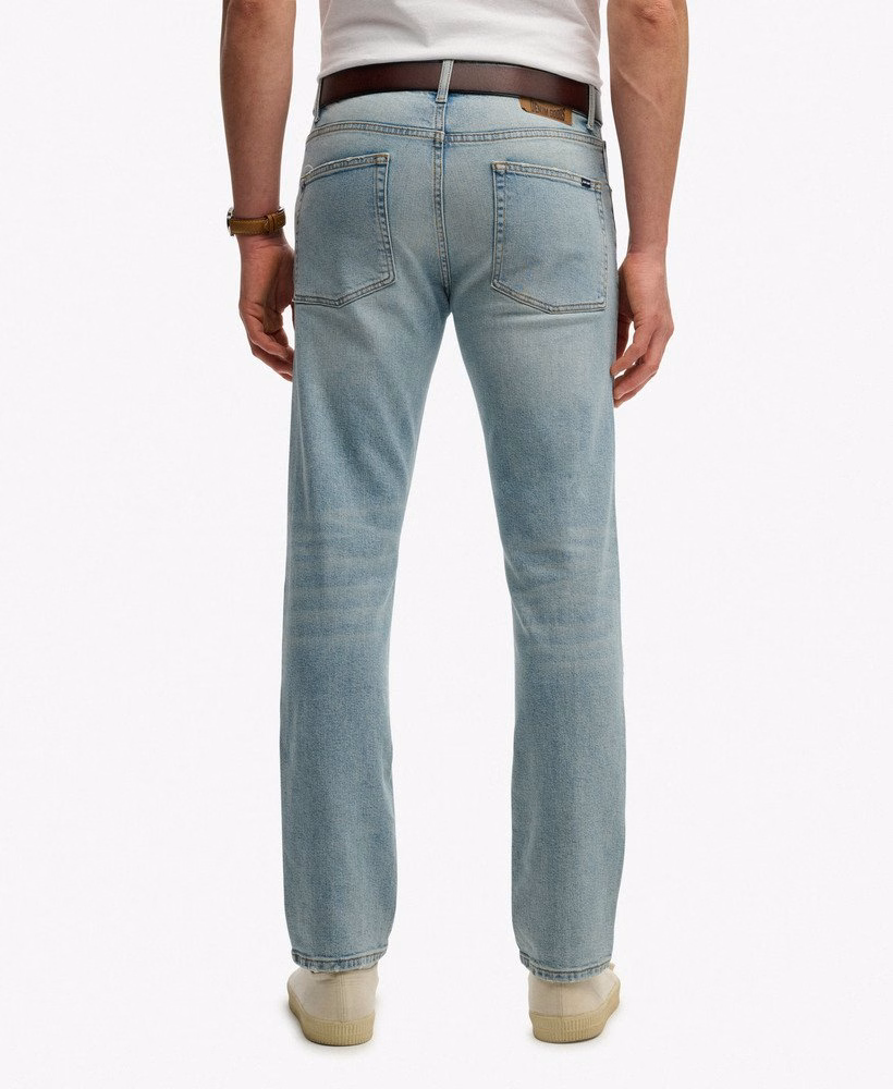 Calça jeans reta slim vintage de algodão orgânico