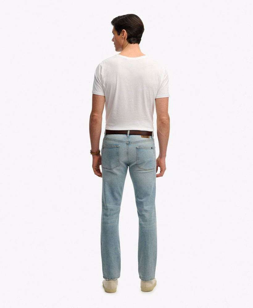 Calça jeans reta slim vintage de algodão orgânico