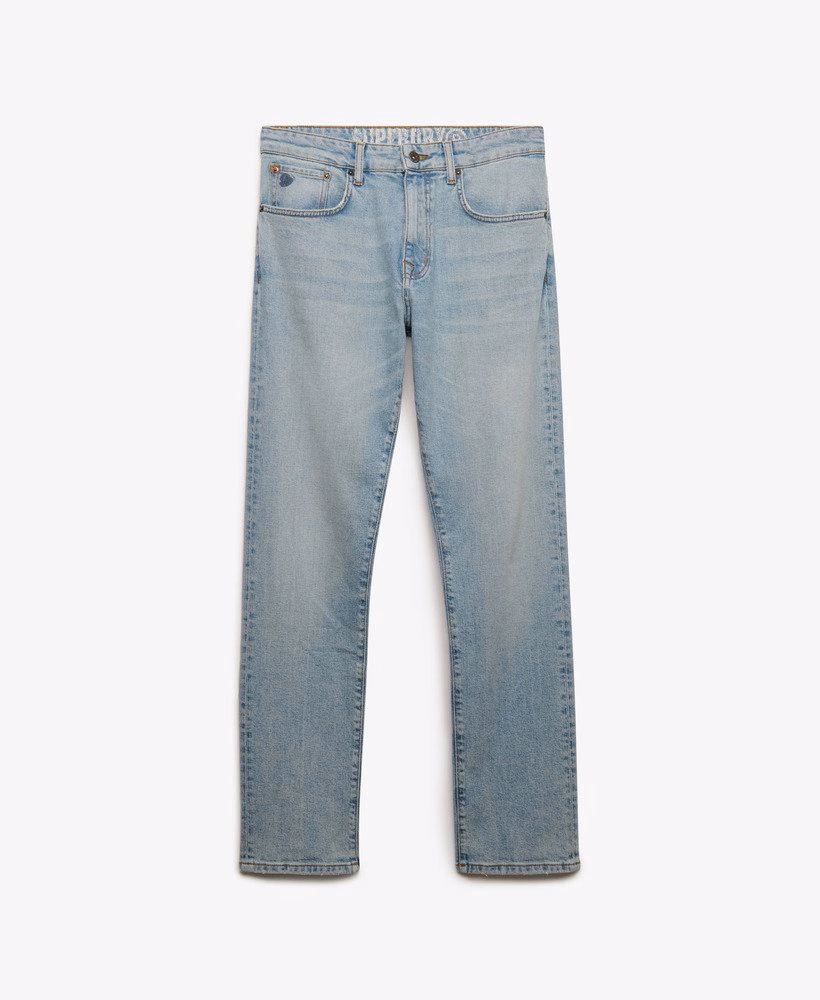 Calça jeans reta slim vintage de algodão orgânico