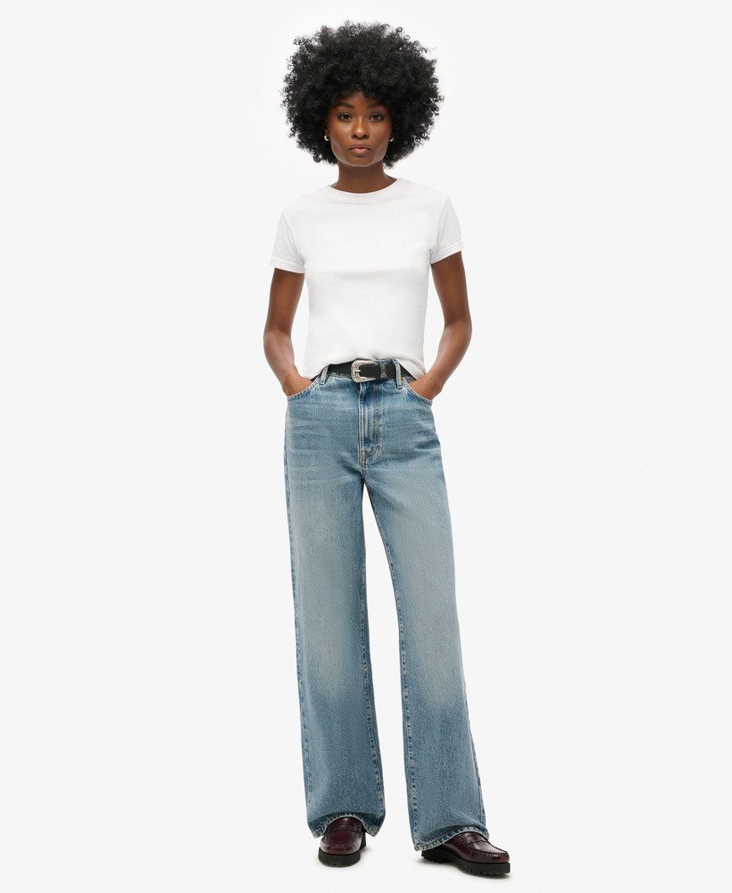 calça jeans de algodão orgânico de perna larga em houston mid vintage