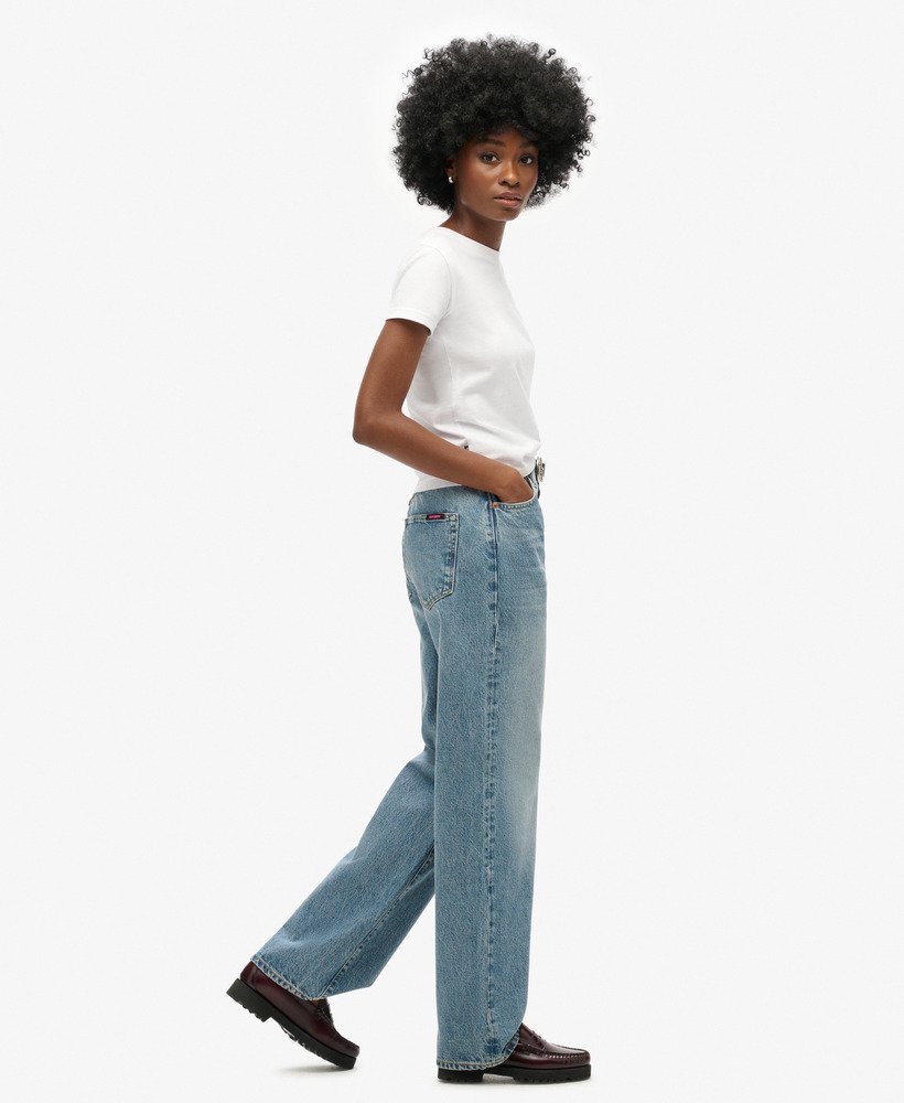 calça jeans de algodão orgânico de perna larga em houston mid vintage