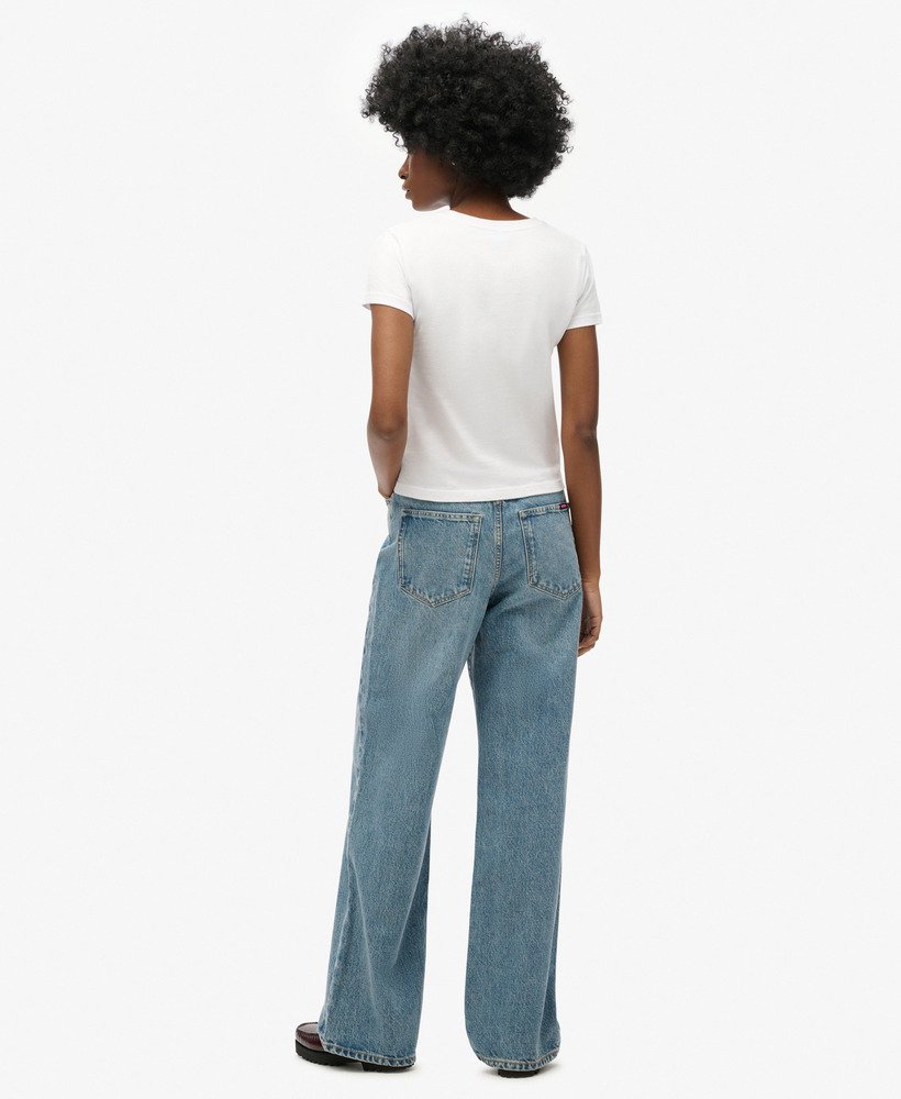 calça jeans de algodão orgânico de perna larga em houston mid vintage
