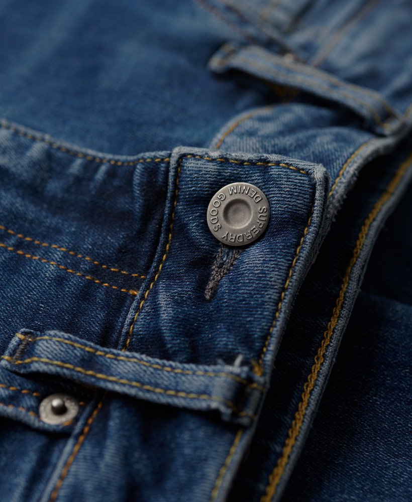 calça jeans skinny de cintura alta em algodão orgânico na cor azul médio salem.