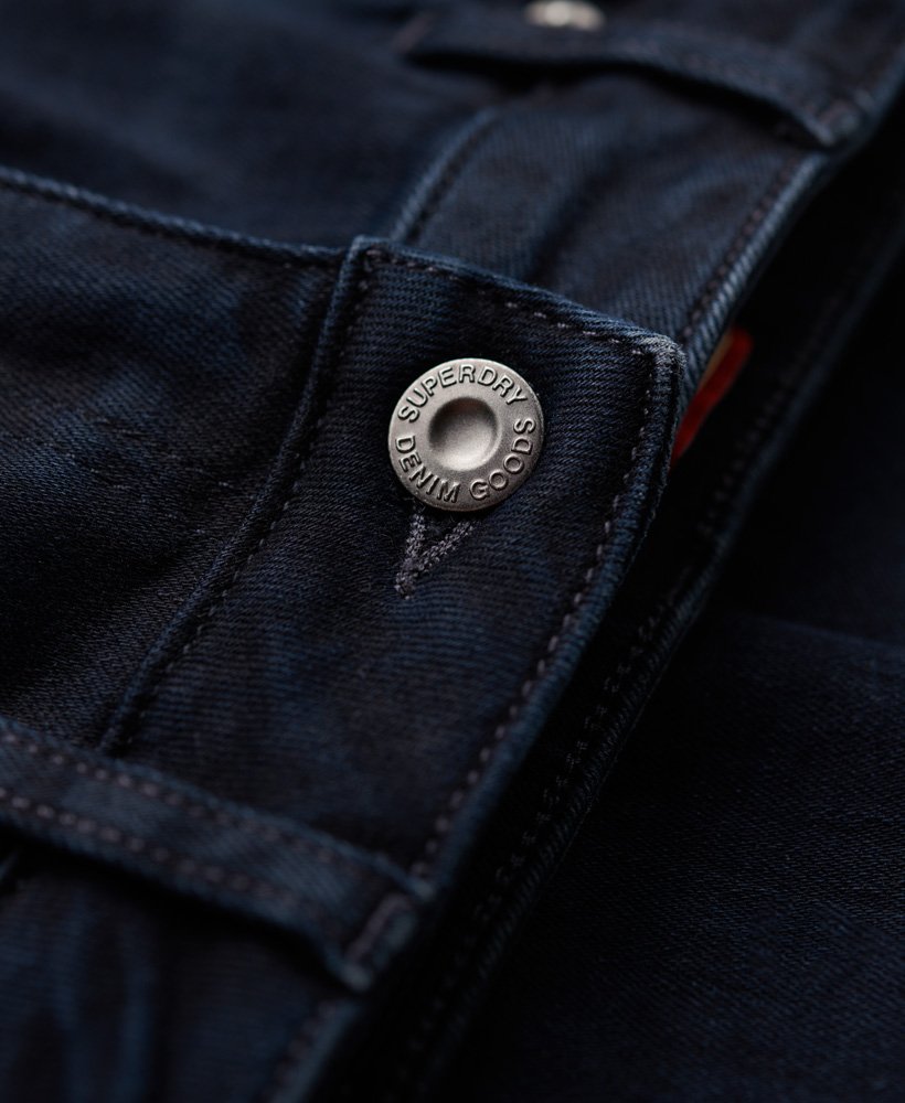 calça jeans skinny vintage de algodão orgânico cintura média nas cores azul víbora e preta.