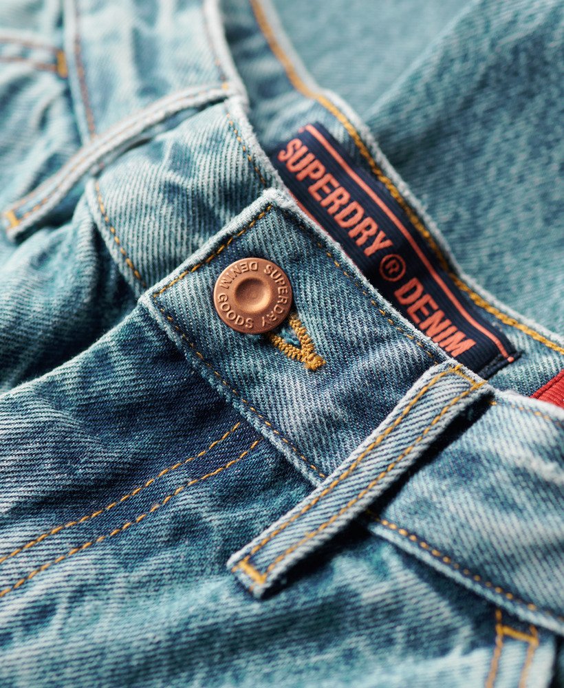 calça jeans de cintura média estilo carpinteiro na cor azul guerrero mid blue
