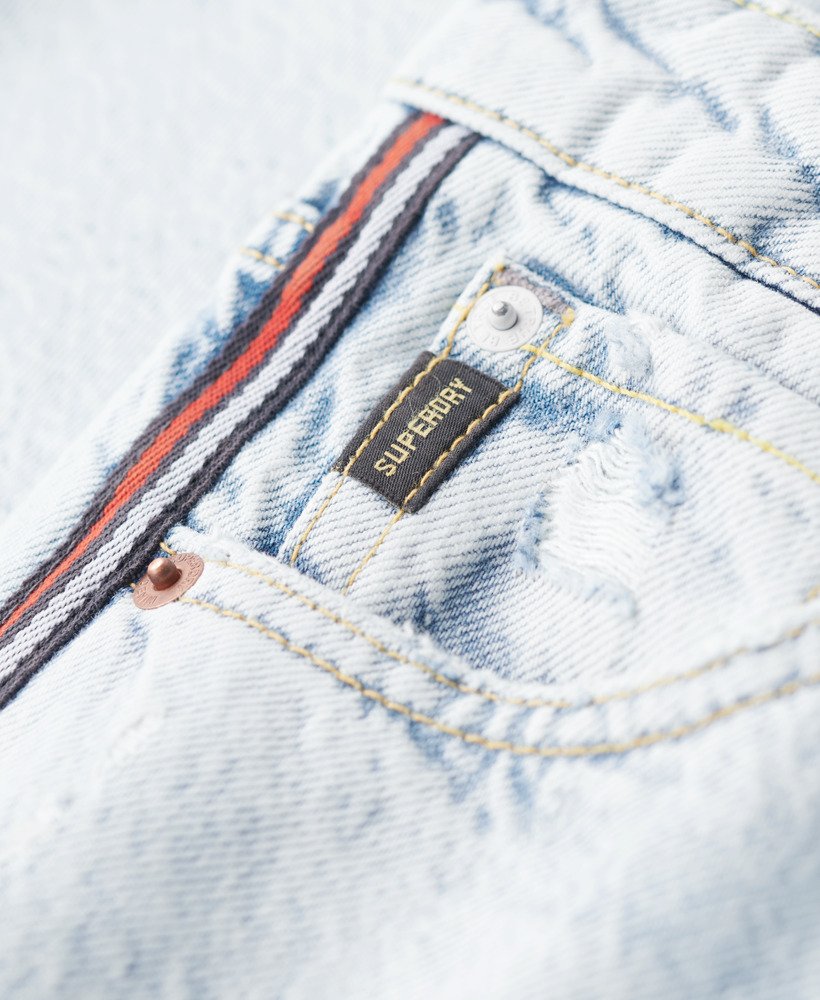 calça jeans de cintura média pernas largas e fita dupla face estilo vintage personalizado para a primavera.