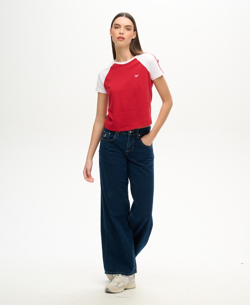 calça jeans folgada de cintura média cult em lavagem vintage azul escuro