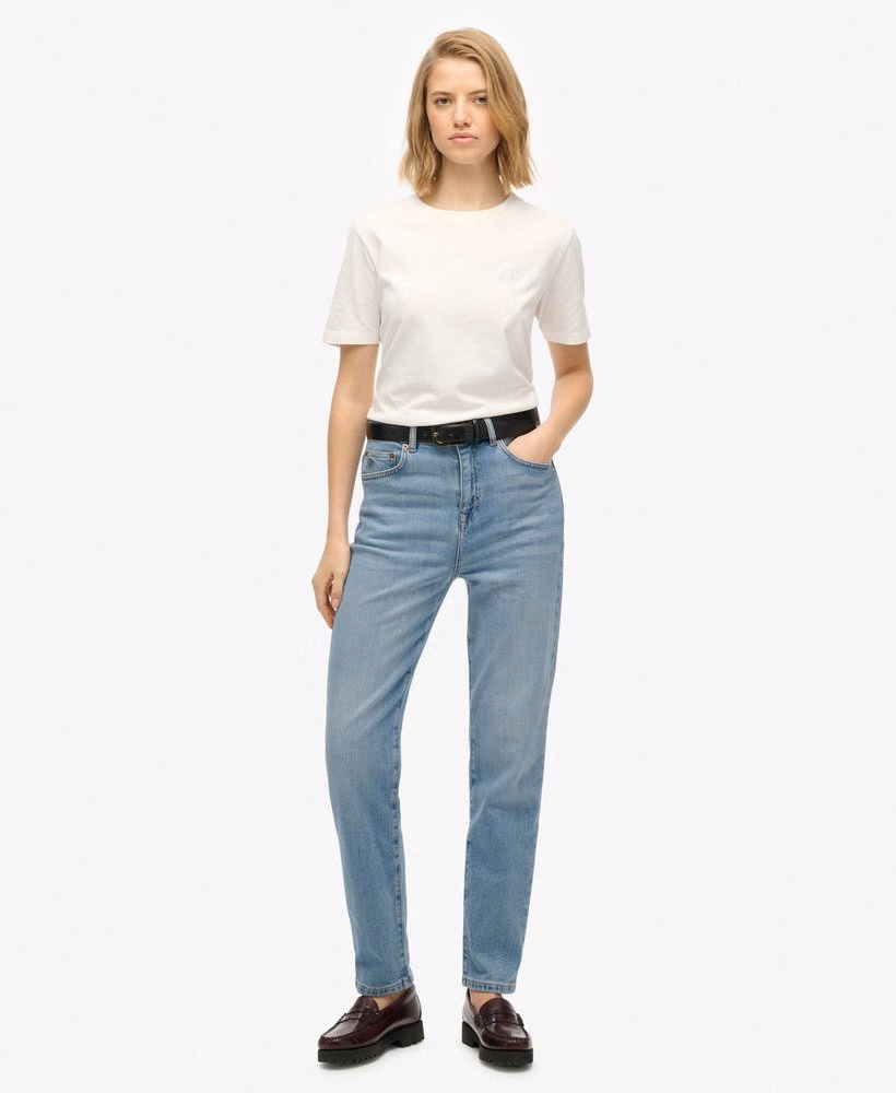 Calça jeans mom de cintura alta em algodão orgânico