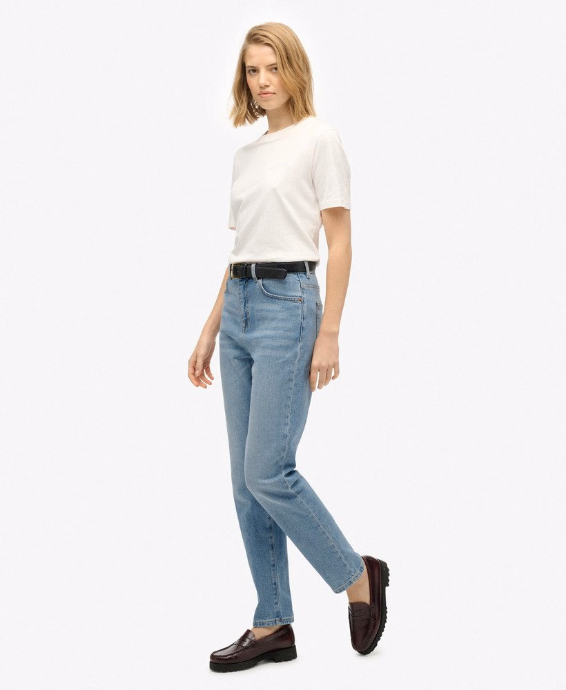 Calça jeans mom de cintura alta em algodão orgânico