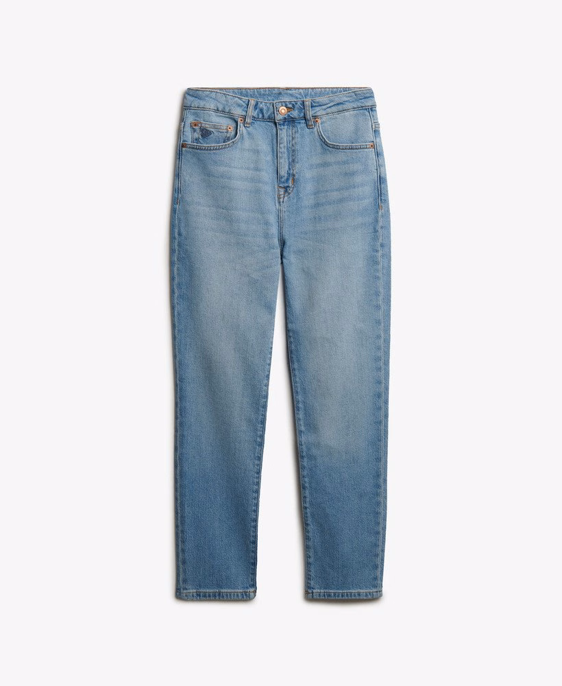 Calça jeans mom de cintura alta em algodão orgânico