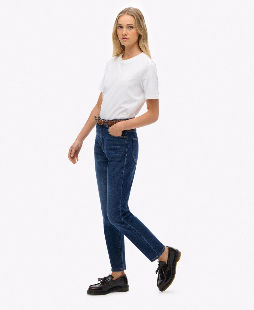 Calça jeans mom de cintura alta em algodão orgânico