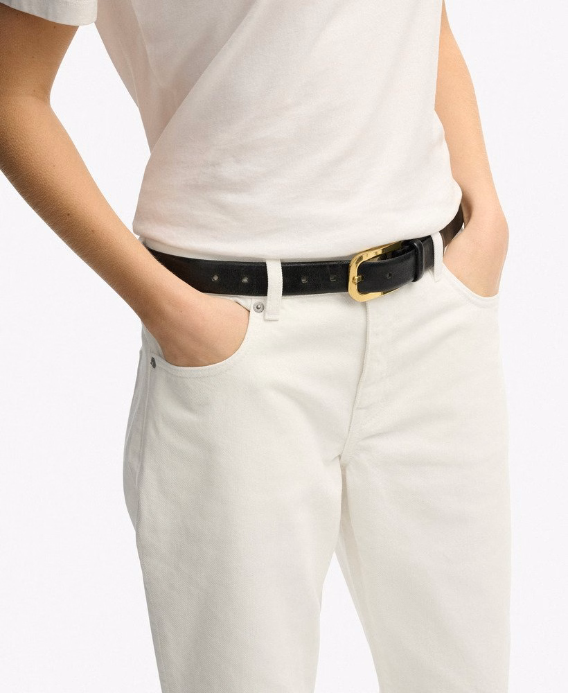 Calça jeans reta de cintura média em algodão orgânico