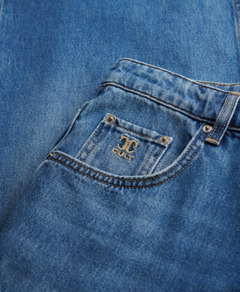Calça jeans folgada de cintura média