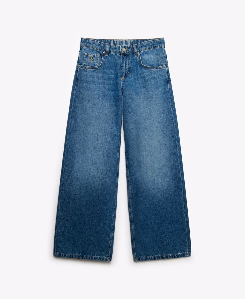 Calça jeans folgada de cintura média