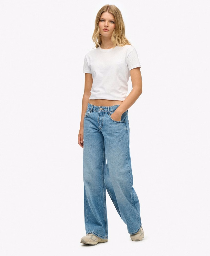 Calça jeans folgada de cintura média