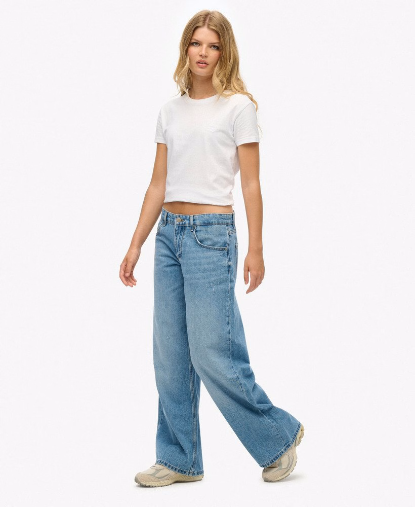 Calça jeans folgada de cintura média