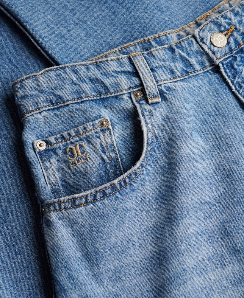 Calça jeans folgada de cintura média