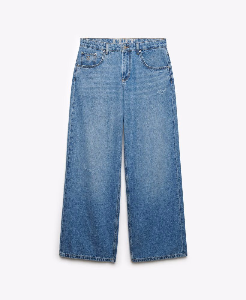 Calça jeans folgada de cintura média