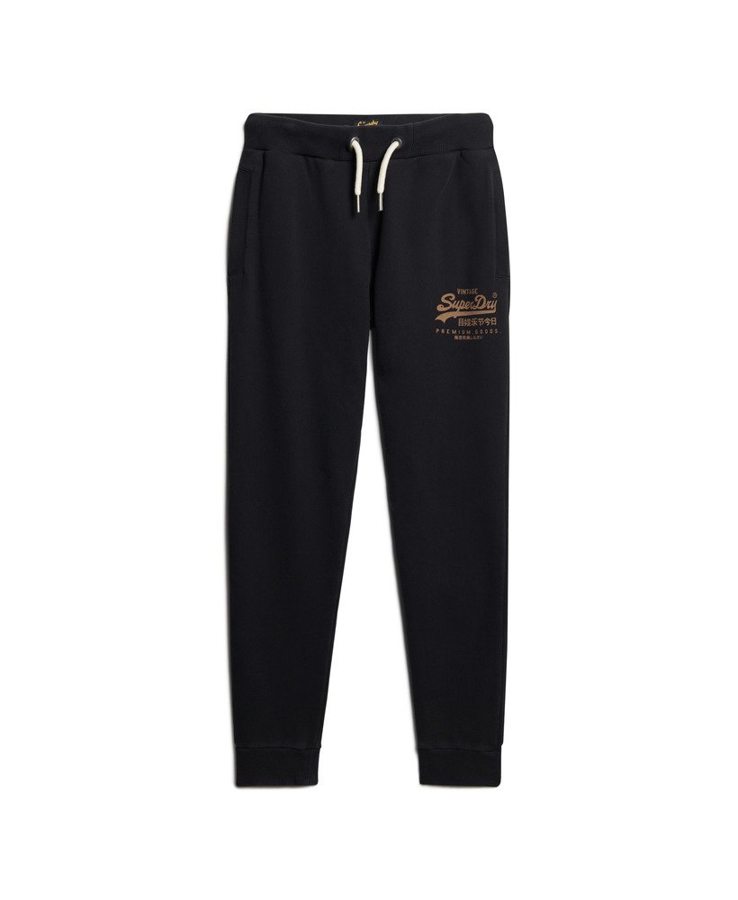 calças de moletom clássicas com logo vintage na cor preto jato