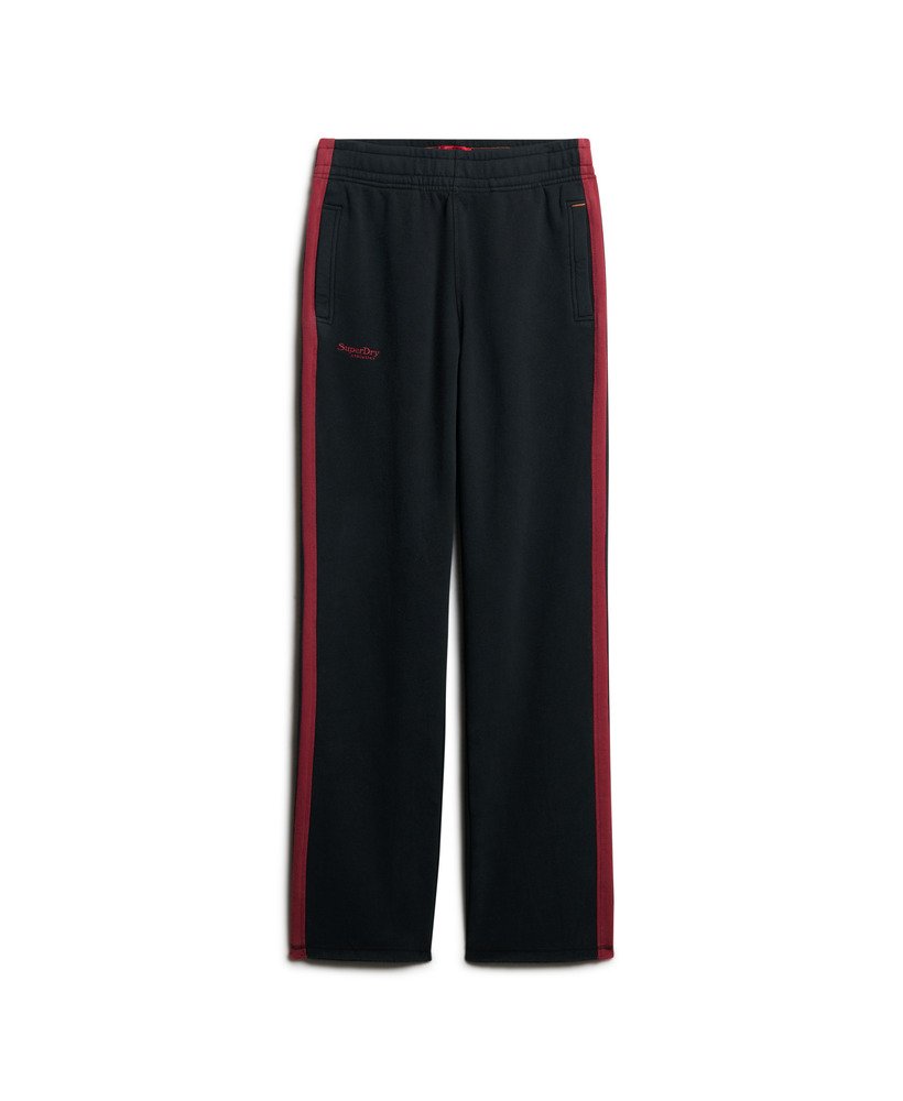 calça jogger reta essential logo em pretobordô intenso
