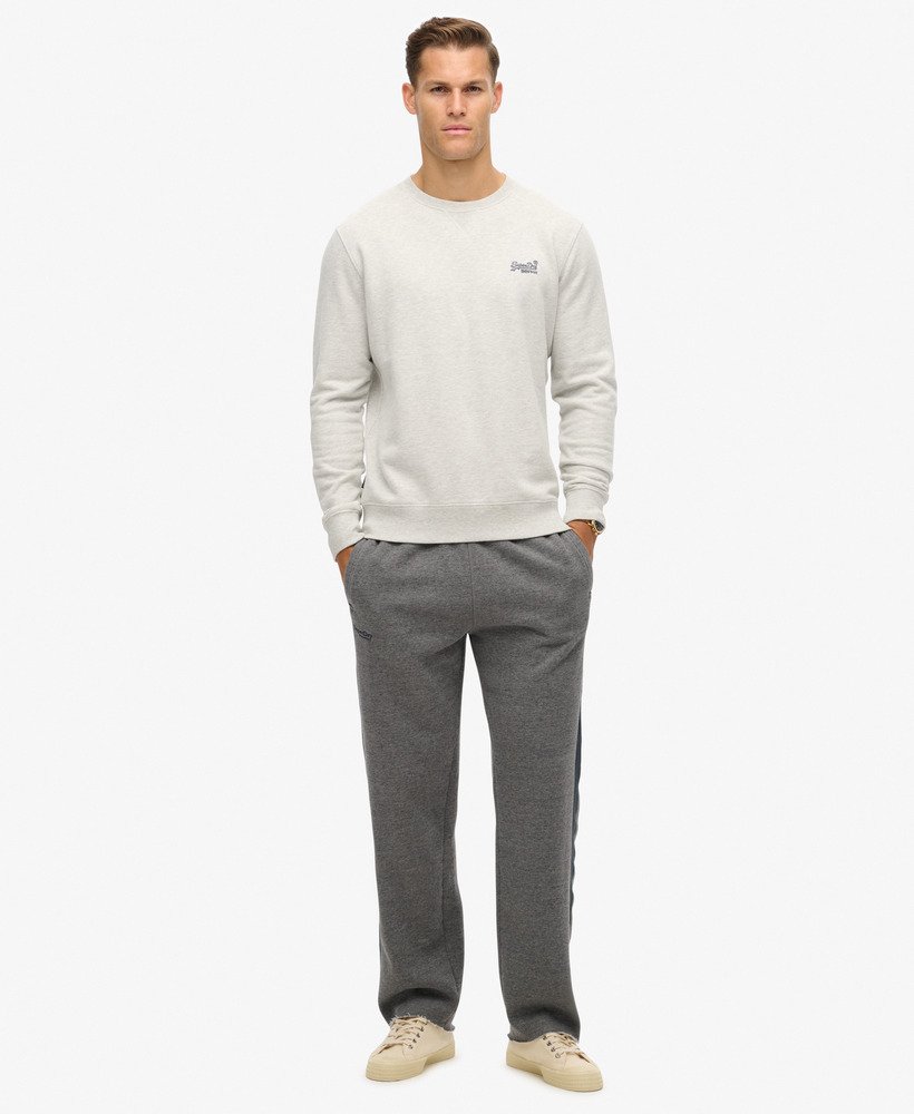 calça jogger reta essential logo em cinza carbono mescladoazul eclipse