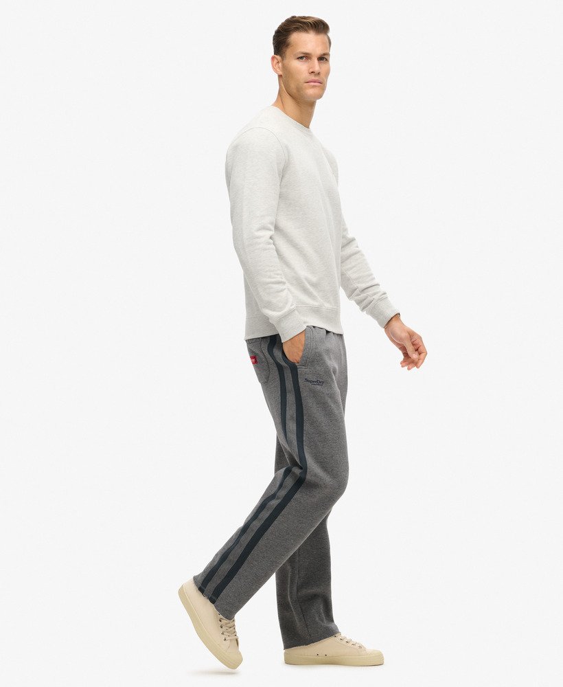 calça jogger reta essential logo em cinza carbono mescladoazul eclipse