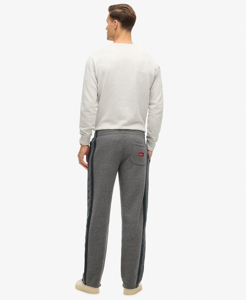 calça jogger reta essential logo em cinza carbono mescladoazul eclipse