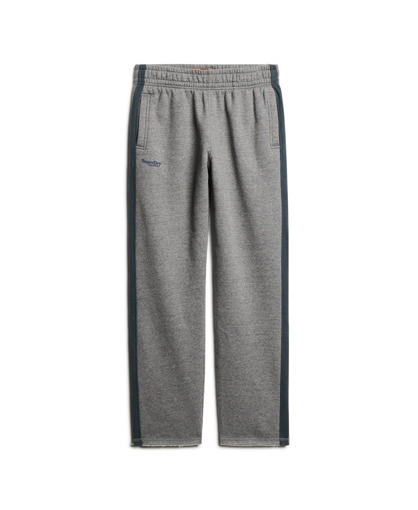 calça jogger reta essential logo em cinza carbono mescladoazul eclipse