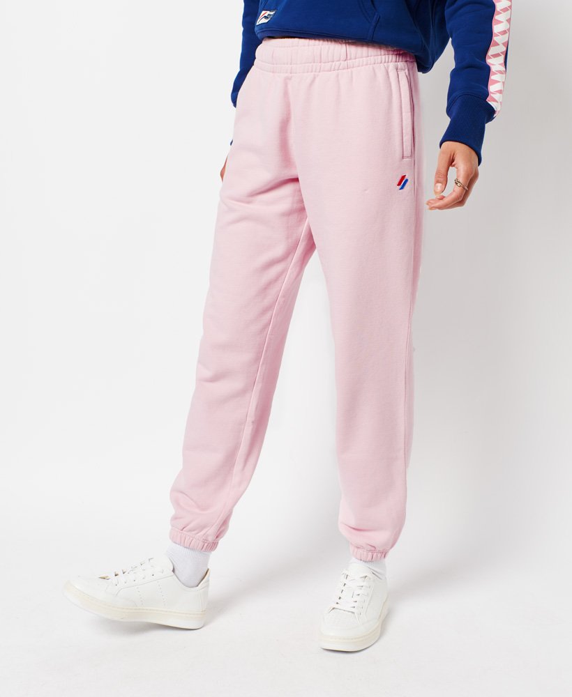 calça de moletom code essential em algodão orgânico na cor rosa-claro.