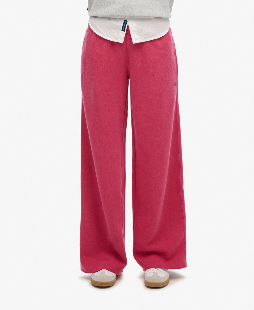 calça jogger de pernas largas wash na cor rosa beterraba