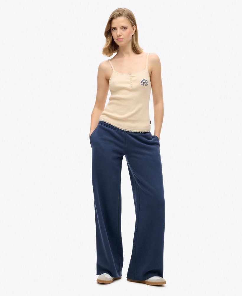 calça jogger reta vintage wash na cor lauren navy