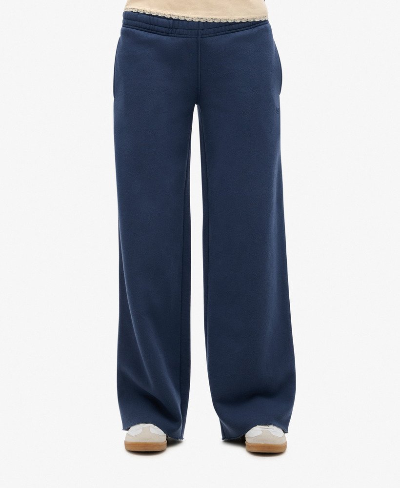 calça jogger reta vintage wash na cor lauren navy