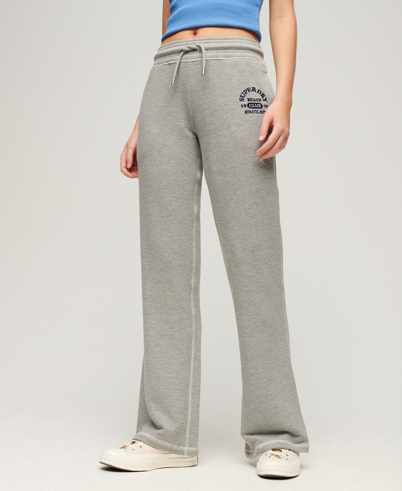 calça jogger flare de cintura baixa athletic essentials na cor cinza mesclado