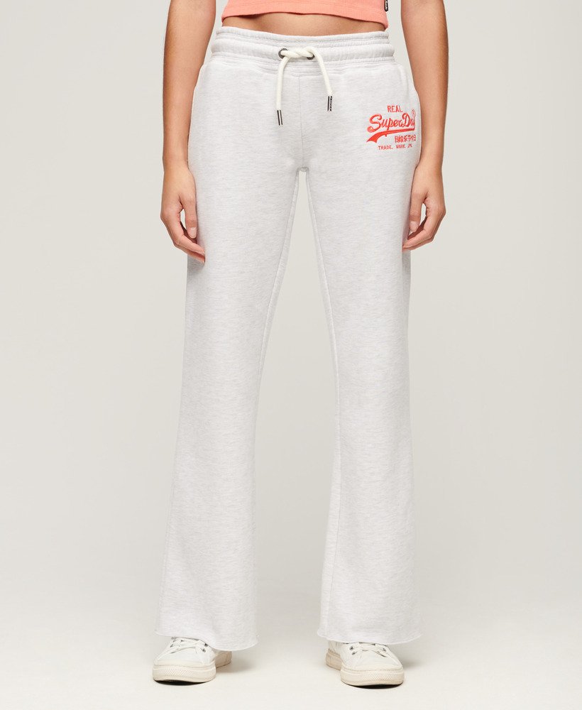calça jogger flare de cintura baixa com logo vintage em neon na cor ice marl