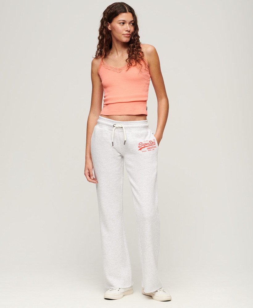 calça jogger flare de cintura baixa com logo vintage em neon na cor ice marl