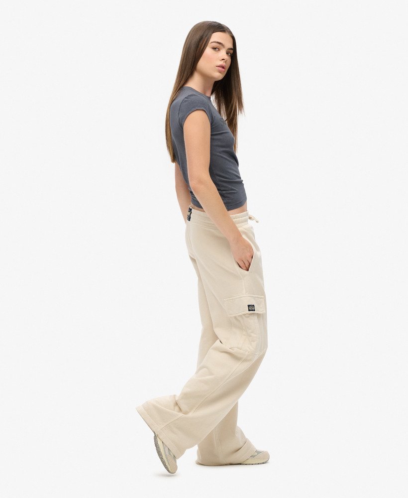 calça jogger cargo vintage wide da athletic essentials na cor ecru