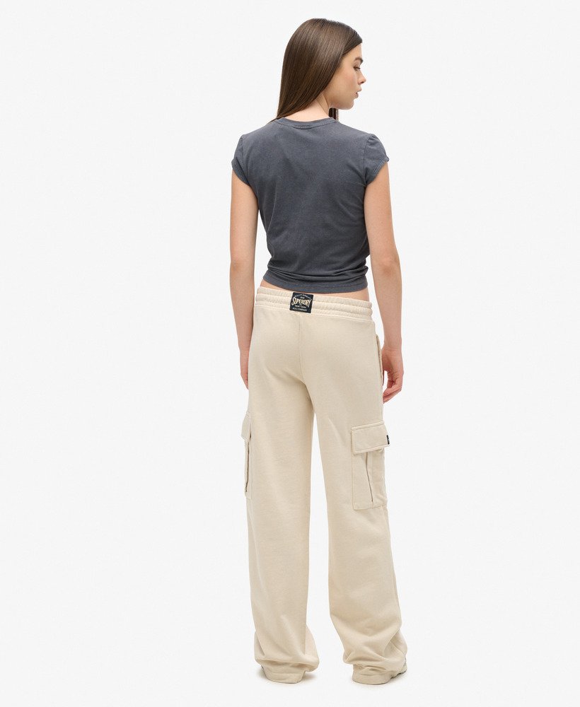 calça jogger cargo vintage wide da athletic essentials na cor ecru