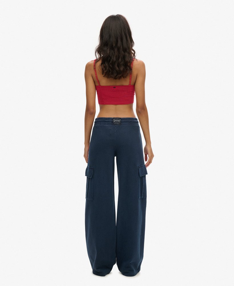 calça jogger cargo vintage larga da athletic essentials na cor azul marinho eclipse.