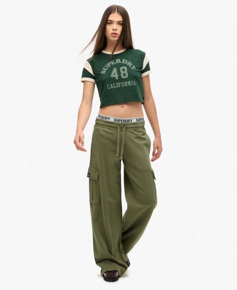 calça jogger cargo larga vintage da athletic essentials na cor cáqui oliva