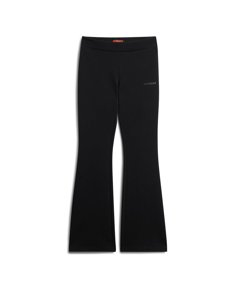 calça de moletom sport tech de cintura baixa e boca larga na cor preta.