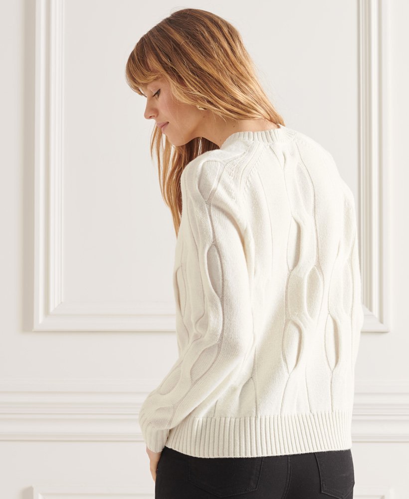 suéter de tricô com tranças studios na cor off white