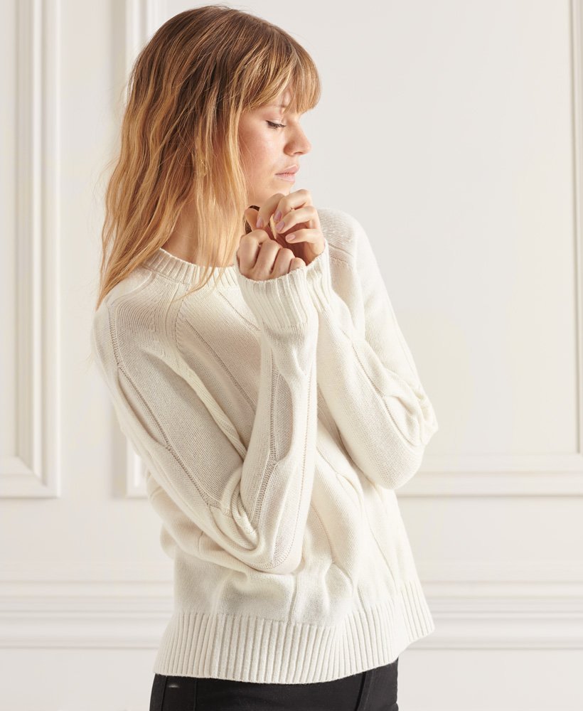 suéter de tricô com tranças studios na cor off white