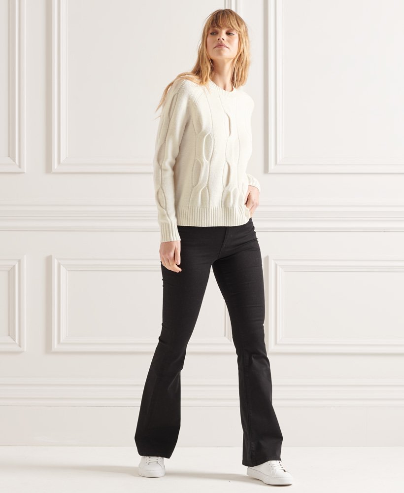 suéter de tricô com tranças studios na cor off white