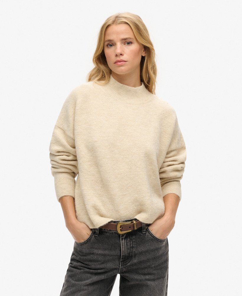 suéter vintage essential com gola alta na cor cru