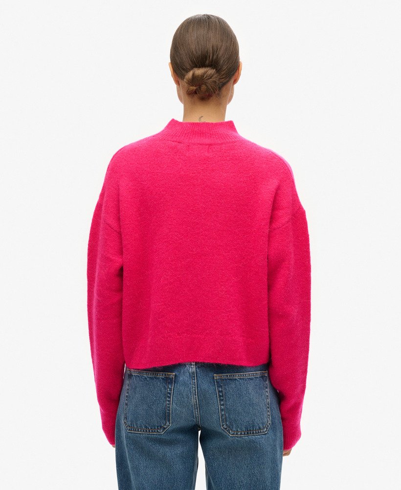 suéter vintage essencial de gola alta em rosa choque
