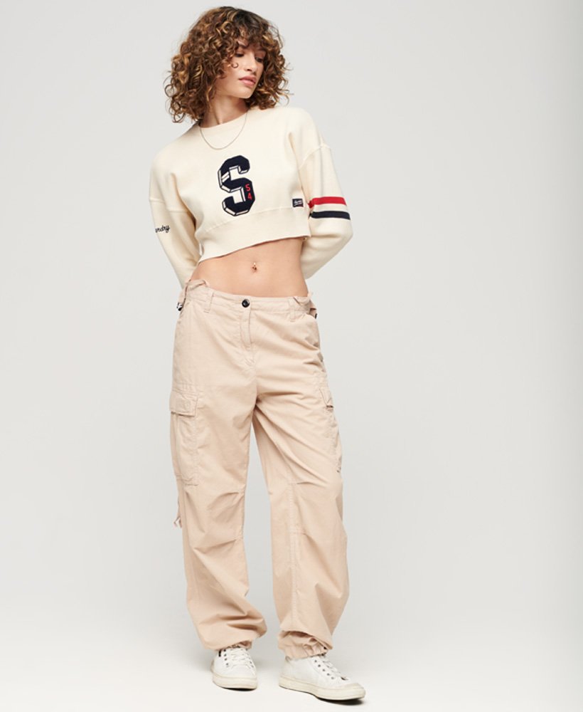 suéter varsity crop crew na cor new chalk